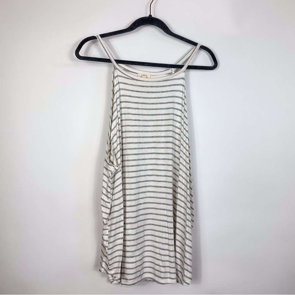 Fantastic Fawn Cream & Gray Striped Tank Top
